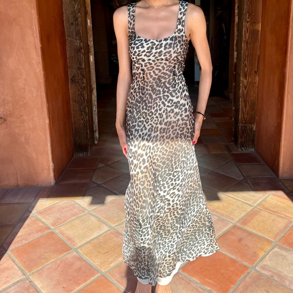 GANNI Leopard-print recycled-chiffon maxi dress - Picture 2 of 6